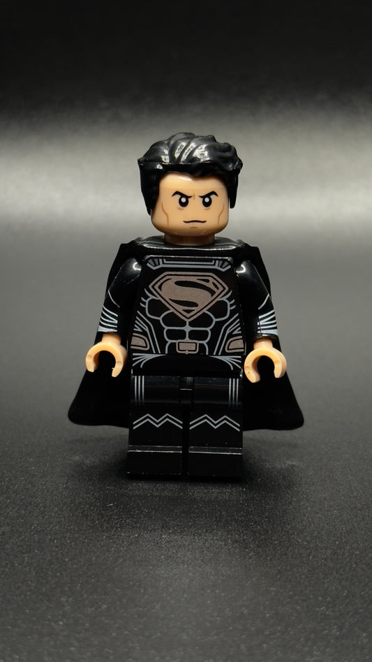 Custom Black Suit Superman Minifigure – DC Superhero Brick Figure